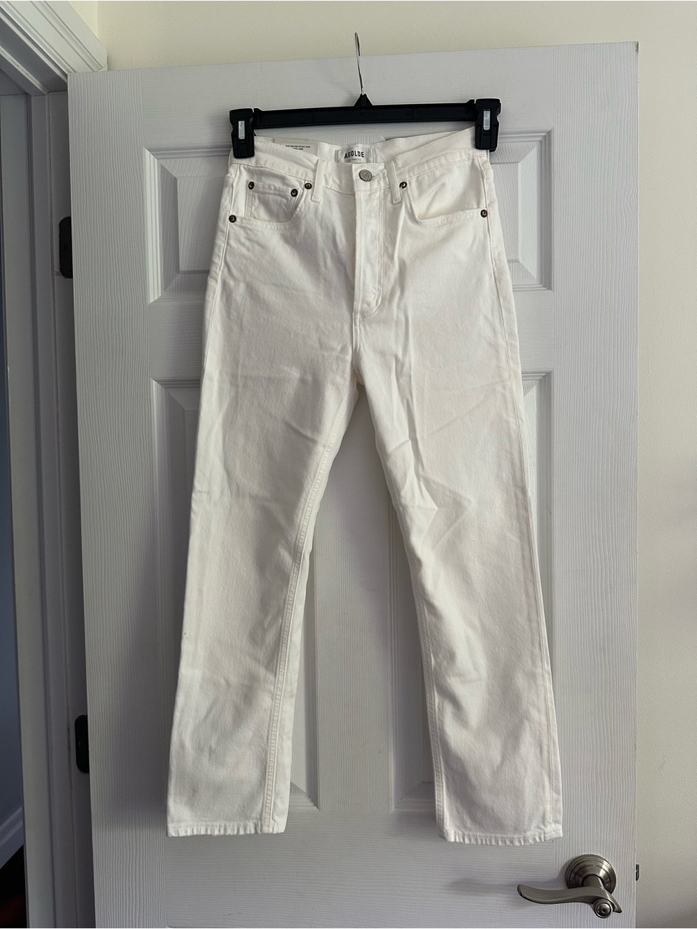 Size 24 Women’s AGOLDE Riley High Rise Straight Jean Whip White Denim - Picture 3 of 11